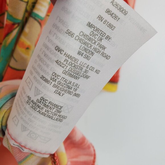 Susan Graver Asymmetrical Hem Coral Floral Flower Beachy Boho 3/4 Sleeve Shirt M - Picture 8 of 9